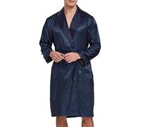 Sanraflic Accappatoio da uomo in raso, a maniche lunghe, con pantaloncini, biancheria da notte, Pois blu, M