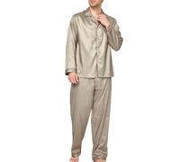 Sanraflic - Set di pigiama da uomo in satin, con maniche lunghe, per la notte e per il tempo libero, XXL