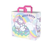 Konix Hello Kitty Borsa della Spesa 40 x 45 x 20 cm - Materiale riciclato - Bianco - Design con pony