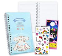 SANRIO Cinnamoroll Journal Set for Girls, Kids Notebook Bundle with 2 Section Journal, Stickers, More | Cinnamoroll School Supplies Gifts Set