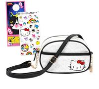 SANRIO Hello Kitty - Borsa per bambine dai 10 ai 12 anni, con borsa a tracolla Hello Kitty, adesivi, confezione di accessori da viaggio