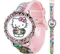 Sanrio Hello Kitty - Orologio LCD lampeggiante per bambini, cinturino rosa, lunetta decorativa, display digitale, funzione luminosa, vestibilità regolabile, design adorabile, ottimo regalo per ragazze