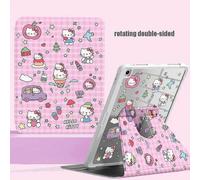 Sanrio HelloKitty Case compatible with iPad, Kawaii Anime Design, Rotating Stand, Pen Slot, Soft Double-Sided Case for compatible with iPad Pro