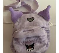 Sanrio Kuromi - e resistente, con spallacci regolabili, toppe a forma di cuore e paillettes - per scuole e feste - lavanda, a tema animati