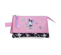 Sanrio Kuromi Fortune Telling Estuche Triple Rosa 22x12x5 cm Poliestere