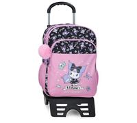 Sanrio Kuromi Fortune Telling Zaino Scolastico Doppio Scomparto with Rosa Trolley 30x40x13 cm Poliestere