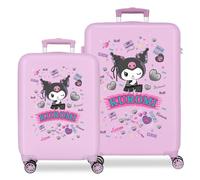 Sanrio Kuromi Retro Pop Set di Bagagli Viola 46x65x23 cm Rigido ABS Lucchetto a Combinazione Laterale 91L 5.6kg 4 Doppie Ruote Bagaglio a Mano