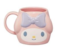 Tazza in ceramica scolpita My Melody Face, 400 ml, personaggio Sanrio, rosa, ada