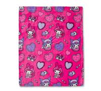 Sanrio My Melody E Kuromi Cuscino Combattimento Plaid Sherpa | 50 X 60 Pollici