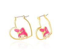 Sanrio My Melody - Orecchini da donna a forma di cuore, placcati in oro giallo, con licenza ufficiale, ottone, cristallo, ottone