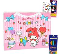 SANRIO My Melody Sketchbook Set - Bundle Doodle Book with Blank and Coloring Pages, Colored Pencils, Stickers, More for Kids, Adults | My Melody Journal Notebook Stationery Drawing Kit