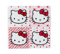 Sanrio - Set di 4 sottobicchieri in vetro con fiocco rosso Hello Kitty, protezione da tavolo per la cucina di casa
