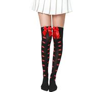 Sanrlo Calzini, calze lunghe da donna San Valentino con cuore dolce amore sopra il ginocchio calze lunghe, Calze nere labbra rosse #, M-3XL