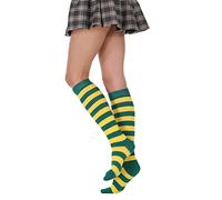 Sanrlo Calzini, calzini da donna in cotone a righe lunghe stampate a righe alte calze in cotone a righe colorate divertenti, Verde e giallo wid#, M-3XL
