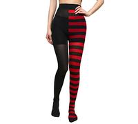 Sanrlo Calzini, collant da donna a righe per Natale, Halloween, vita alta, lunghezza intera, leggings calze per cosplay, Striscia rossa e nera#, M-3XL