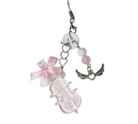 Sanrlo Portachiavi con ciondolo a forma di violoncello con fiocco, alla moda, grazioso ornamento per zaini, decorazione per zaini, gioielli, Rosa#, 16 cm