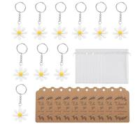 SANRLO Set di 30 portachiavi a forma di margherita con biglietti di ringraziamento e sacchetti in organza per regali di apprezzamento, regalo di compleanno fatto a mano