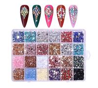 SANRLO Set per manicure, strass 3D AB con retro piatto, decorazione per unghie, strass colorati