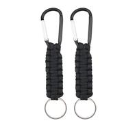 Sanrolax Portachiavi a moschettone, 2 pezzi nero intrecciato paracord portachiavi con moschettone, campeggio, escursionismo, alpinismo, zaino a moschettone, Nero , 15 cm
