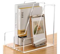 SANRUI Confezione da 2 portariviste in acrilico da scrivania, organizer per riviste, trasparenti, verticali, 24 cm di profondità x 9 cm di larghezza x 26 cm di altezza