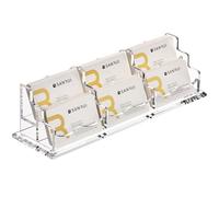 SANRUI Espositore per biglietti da visita in acrilico, trasparente, per esporre più biglietti da visita, per mostre, casa, ufficio, 2 ripiani, 6 tasche, capacità 360 carte