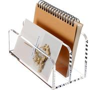 SANRUI Organizer da scrivania in acrilico, 2 scomparti trasparenti, piccoli file di script, lettere, documenti da ufficio, per riempire banconote, buste, ufficio, casa, scuola