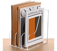 SANRUI Organizer da scrivania in acrilico, con 3 scomparti verticali, trasparente, per riviste, documenti, cartelle, accessori da ufficio, 22 x 16 x 24 cm