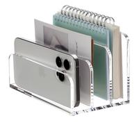 SANRUI Organizer per cartelle postali in acrilico, per scrivania, 3 scomparti verticali a scala, trasparente, verticale, multifunzione, per ufficio, casa, scuola