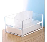 SANRUI Porta fazzoletti in acrilico trasparente con coperchio superiore da 8 mm, rettangolare, organizer per bagno, cucina e scrivania da ufficio