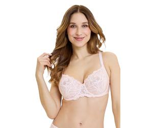 Sans Complexe - Carla - Reggiseno a Balconcino con Ferretto in Pizzo e Microfibra - Classico - Tinta Unita - Donna - Rosa Cipria - 7E