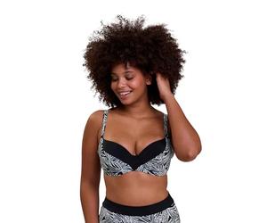 Sans Complexe -Maglia Costume da Bagno con Inserto Seychelles-Nero, Stampa Graphic Palm Tree, 4D