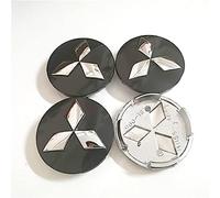 SANSANS Coprimozzi per Mitsubishi 60mm (4 Pezzi), Nero, Metallo, Con Bulloni