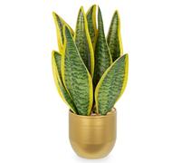 Sansevieria - Pianta artificiale in vaso da fiori in acciaio zincato, piccola pianta da interni, piante artificiali come vere, perfetta per bagno, camera da letto, casa, ufficio