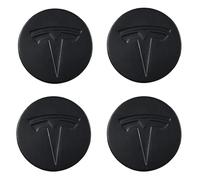 SANSHAOS 4 Pezzi Auto Coprimozzi Adesivo per Tesla Model 3 Model Y 56mm, Tappi Ruota per Auto Impermeabili Antipolvere Auto Decorativo Emblema Accessori,Black