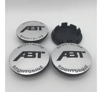 SANSHAOS 4 Pezzi Auto Coprimozzo per Audi Volkswagen Mercedes-Benz ABT,Coprimozzo Del Centro di Rotella Dell'auto Impermeabile Antipolvere Accessori per Lo Styling Del Logo Dell'Auto,69MM-Silver