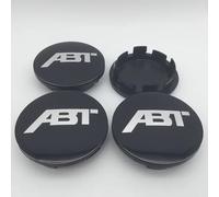 SANSHAOS 4 Pezzi Auto Coprimozzo per Audi Volkswagen Mercedes-Benz ABT,Coprimozzo Del Centro di Rotella Dell'auto Impermeabile Antipolvere Accessori per Lo Styling Del Logo Dell'Auto,61MM-Black