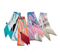 SansHeBe - Confezione da 4 foulard da borsa in seta, da donna, lunghi e sottili, alla moda, adatti anche per la testa e i capelli, Medium