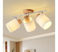 SANSHI faretti led soffitto in 3 punt，lampadario legno regolabile, Base E14 230V moderna Luce a parete,faretti soffitto per interni soggiorno, camera da letto, sala da pranzo (senza lampadine)