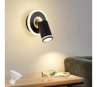 SANSHI Rotonda Faretti da Soffitto Orientabili Interno LED 1 Luce,Faretti da Parete con Inferiore 9W+5W,GU10 Lampadario Faretti,Moderna Plafoniera Faretti Bianco Caldo 3000K per Cameretta Barra,Nero