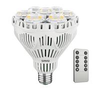 SANSI Lampada LED Dimmerabile per Piante da Interno, E27 40W Lampadina da Coltivazione a Spettro Completo, 4/8/12H Timer, 4 Livelli di Luminosità per Germinazione, Crescita, Fioritura (PPF 63μmol/s)