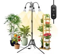 SANSI Lampada LED per Piante 120W con Treppiede, Lampada da Coltivazione a Spettro Completo da Interno con 4 Lampadine LED E27 Rimovibili, Collo D'oca a 360°, Stelo Estensibile da 40cm a 110cm