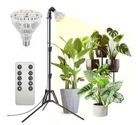 SANSI Lampada LED per Piante 40W da Interno con Treppiede, Dimmerabile Lampadina E27 a Spettro Completo da 4000K con Telecomando, 4/8/12H Timer, 4 Livelli di Luminosità, Altezza Regolabile da 40-110cm