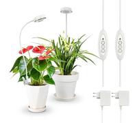 SANSI Lampada per Coltivazione da Interno, Spettro Completo con Clip per Piante, Lampada LED per Coltivazione con 4 Luminosità, Timer 3/6/12ore per Piante Piccole, Bianco 10W 2 confezione
