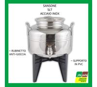SANSONE BIDONE OLIO ACCIAIO INOX RUBINETTO ANTIGOCCIA CON SUPPORTO 5LT CUCINA