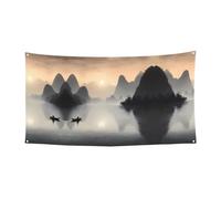 Sansui, bandiera giapponese stampata da appendere - 177,8 x 88,9 cm - Festone per feste di Natale - 180 x 90 cm