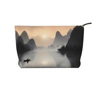 Sansui, borsa cosmetica da donna in velluto a coste giapponese, portafoglio portatile con cerniera, adatta per viaggi e conservazione quotidiana di cosmetici,