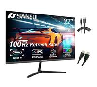 Sansui Monitor da 27 pollici con altoparlanti integrati, IPS USB Type-C 100 Hz FHD 1080P HDMI DP HDR10 Game RTS/FPS Tilt regolabile VESA compatibile per il gioco di lavoro (ES-27X3 Type-C e cavo HDMI