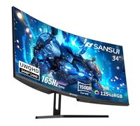 SANSUI Monitor da gioco ultralargo curvo da 34 pollici, UWQHD, 165 Hz, 1500R, 3440 x 1440, PIP/PBP, 1 ms (MPRT), HDR, 300 nits, sRGB 125%, DCI-P3 95%, sincronizzazione adattiva, HDMI2.1 (TMDS) x2,