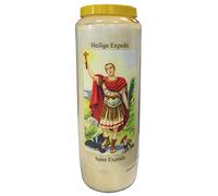 Sant' Espedito Candela di preghiera a vasetto Novena 18 x 7 cm 100% Vegetale Combustione 9 giorni - 216 ore