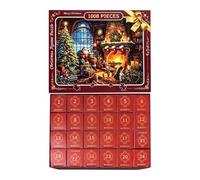 Santa Advent Calendars - Christmas Countdown Puzzle, Holiday Jigsaw Game | 24 Day Christmas Countdown Advent Calendars 1008 Piece Santa Jigsaw Puzzle Interactive Family Holiday Game Wall Decor Gift